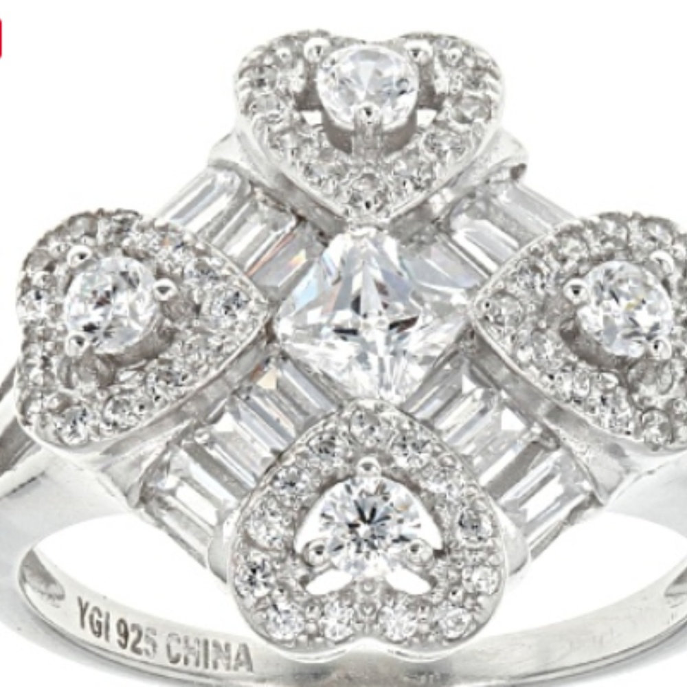 White RING WITH 4 HEARTS 2.81 ctw .925